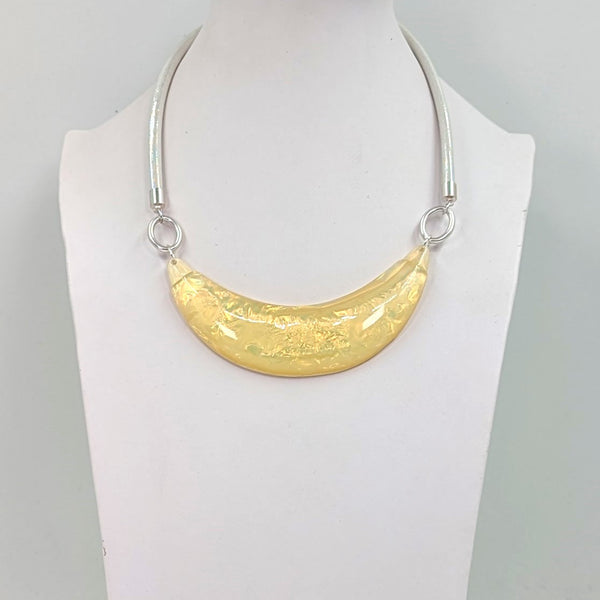 Half moon iridescent necklace