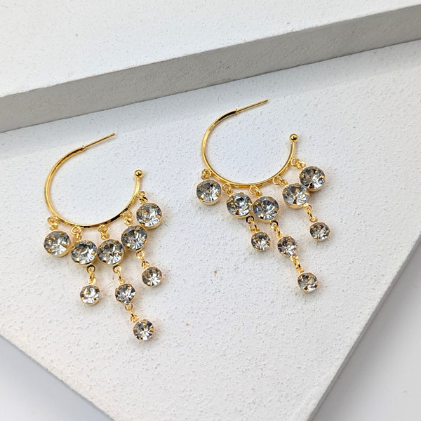 Crystal waterfall hoop earrings