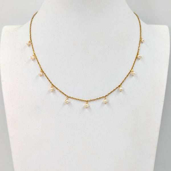 Little real pearls on delicate chain necklace