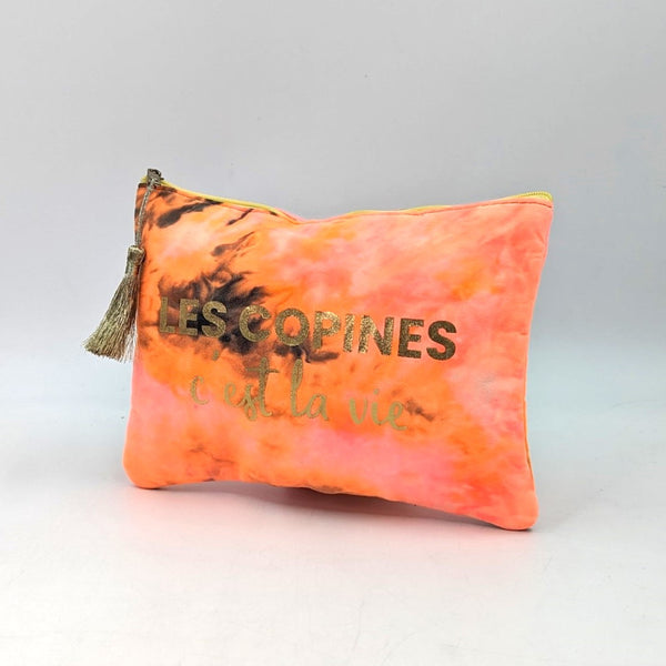 'Les Copines' tie dye soft mini purse with tassel