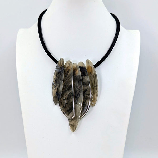 Elongated petal shaped components resin necklace