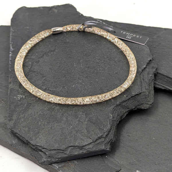 Simple encased crystal mesh necklace