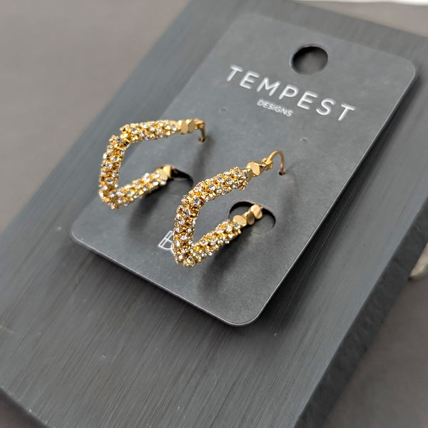 Angular crystal encrusted hoops