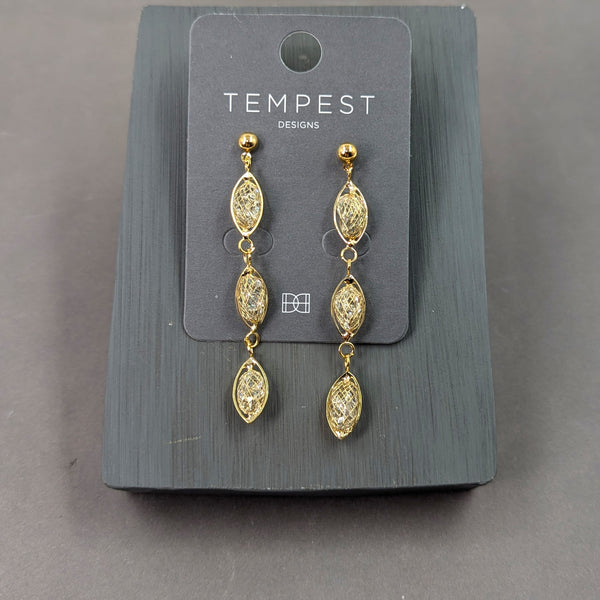 Triple dangle encased crystal earrings
