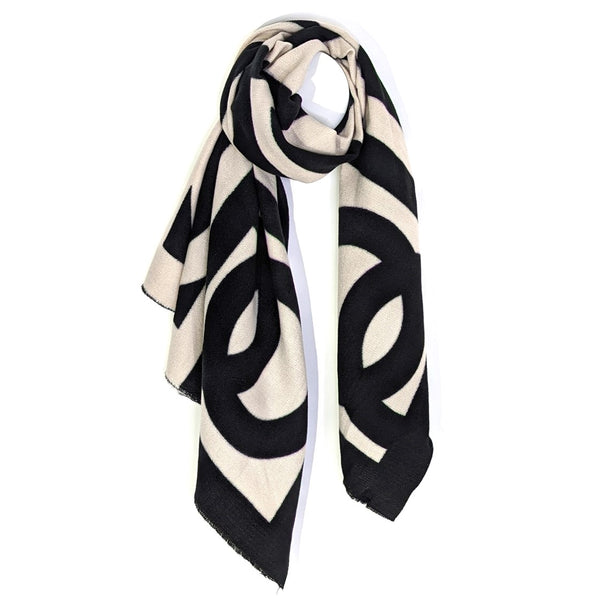Abstract letter style print large warm scarf