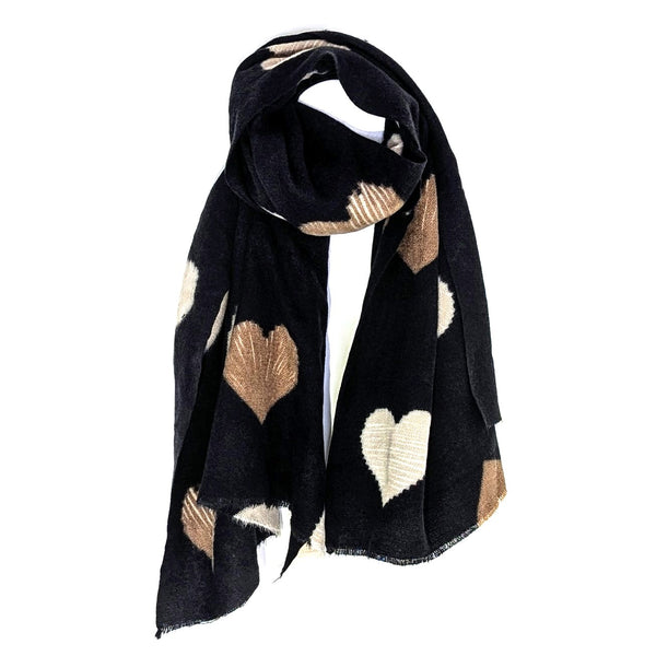 Warm subtle heart design scarf