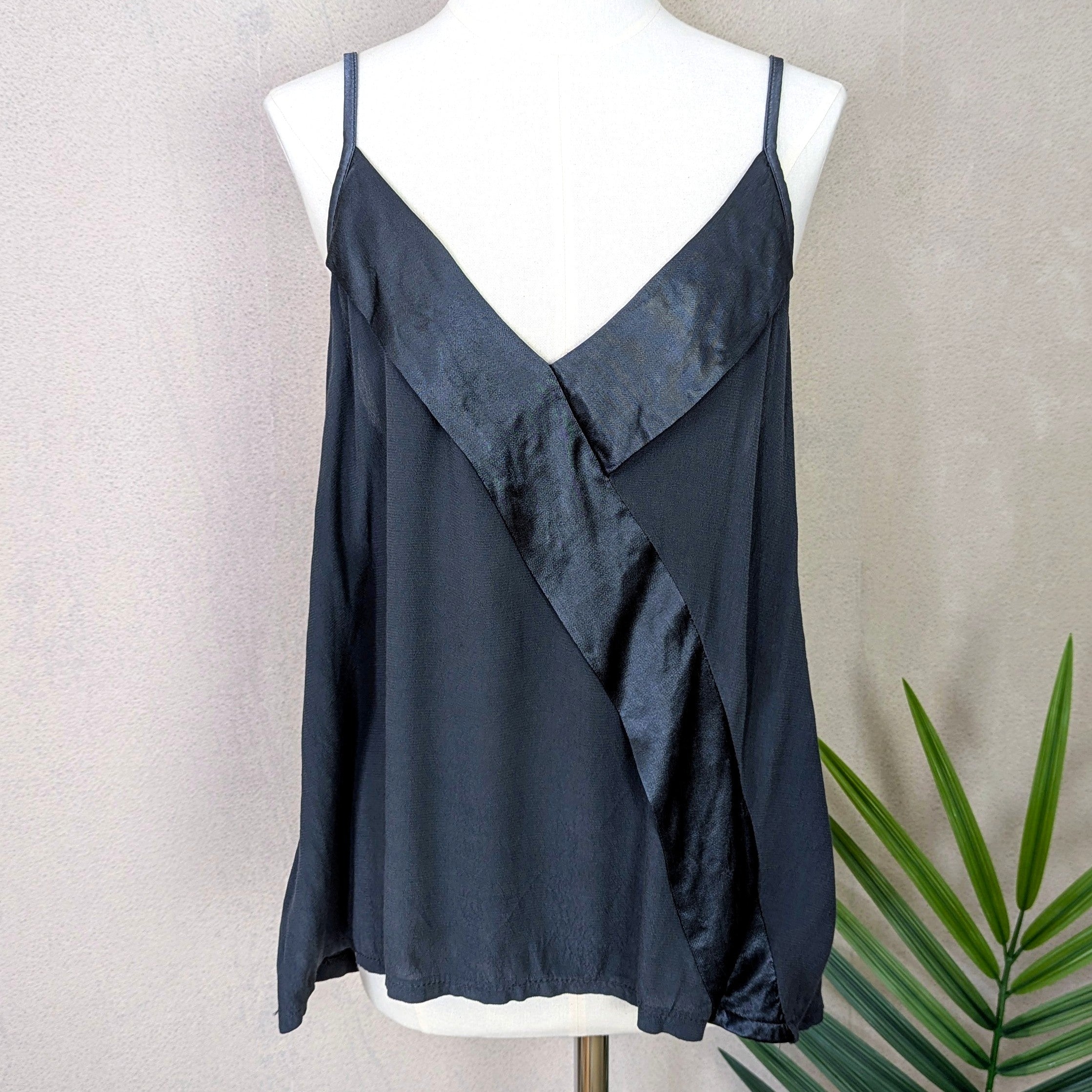 Across Top Example Strappy cami top with satin section detail on neckline and across the ...