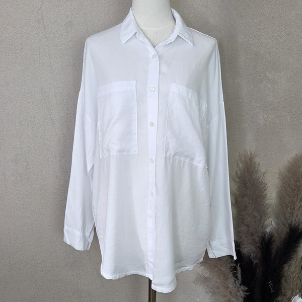 Classic Tencel shirt with patch pockets (M)