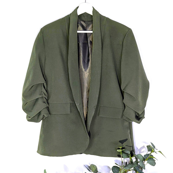 Plain ruched sleeve blazer (XL)