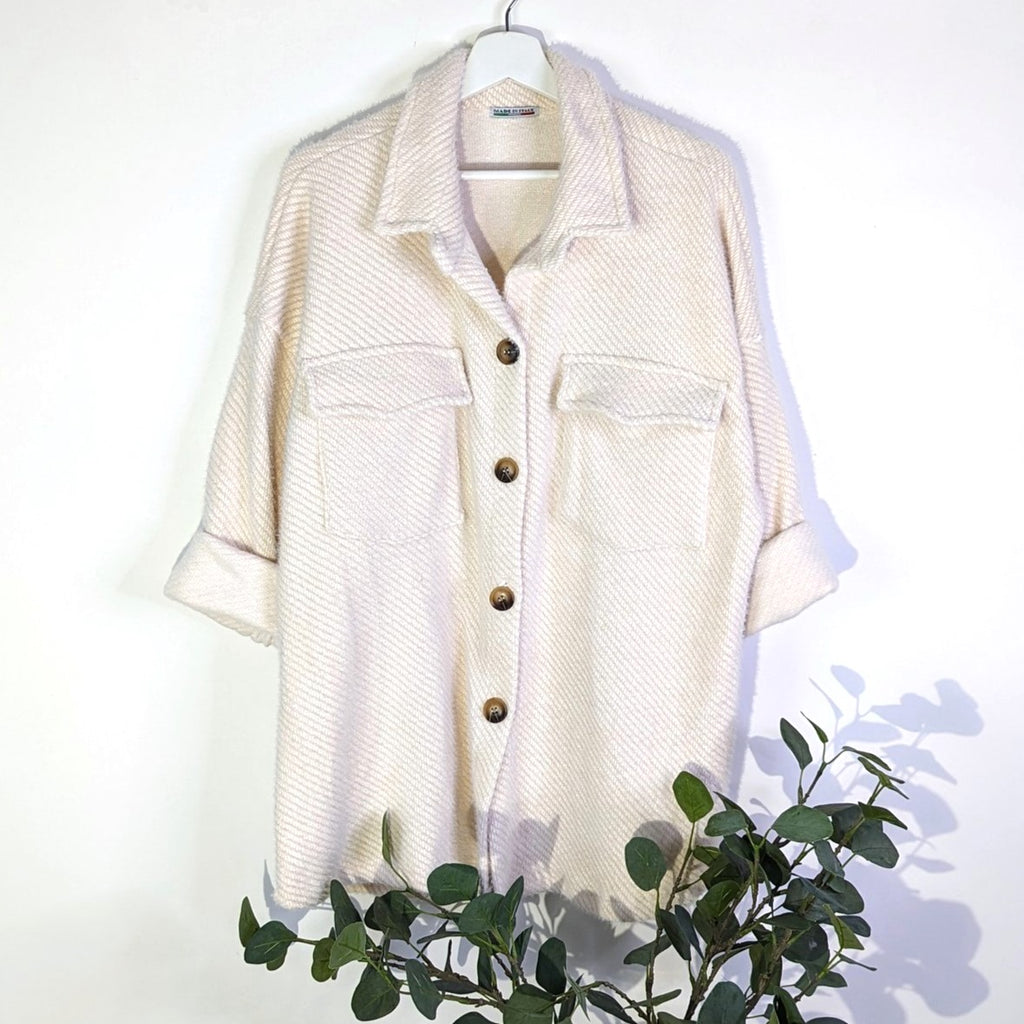 Super soft substantial button down shacket with patch pockets – Tempest ...