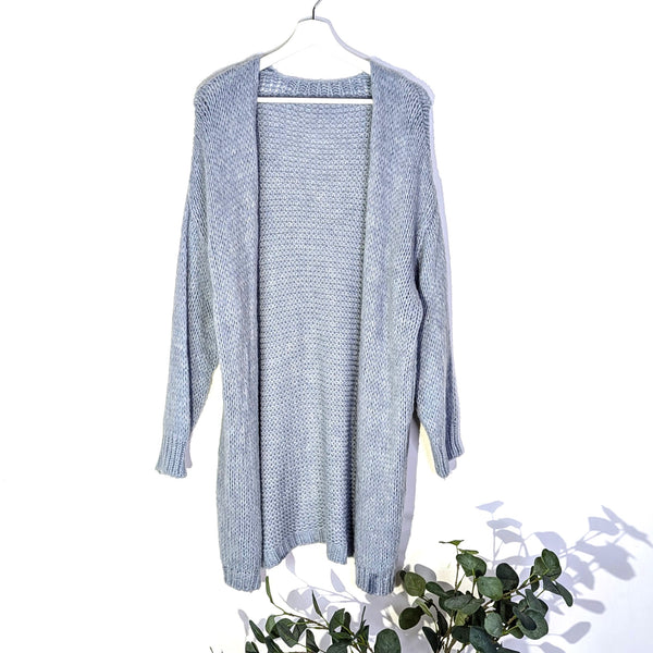 Wool mix classic open 3/4 length cardigan