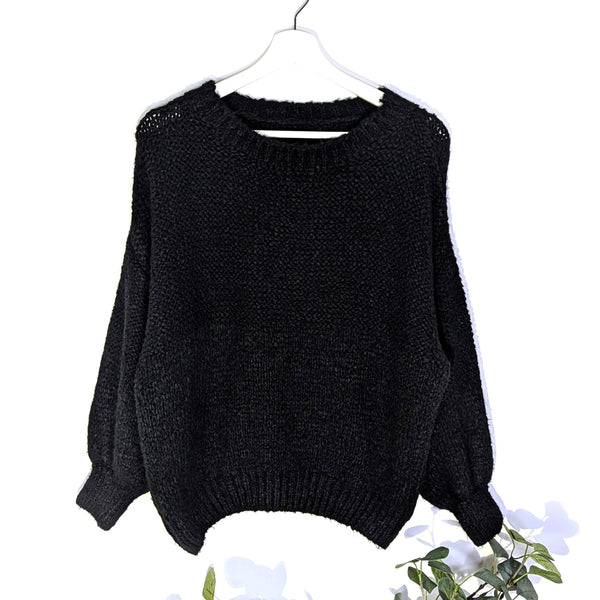 Polymide mix dropped shoulder subtle dual knit jumper