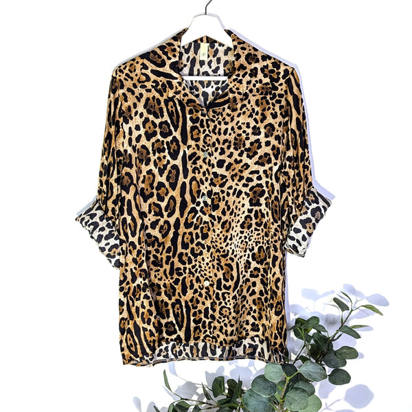 Stylish leopard print viscose shirt (M-L)
