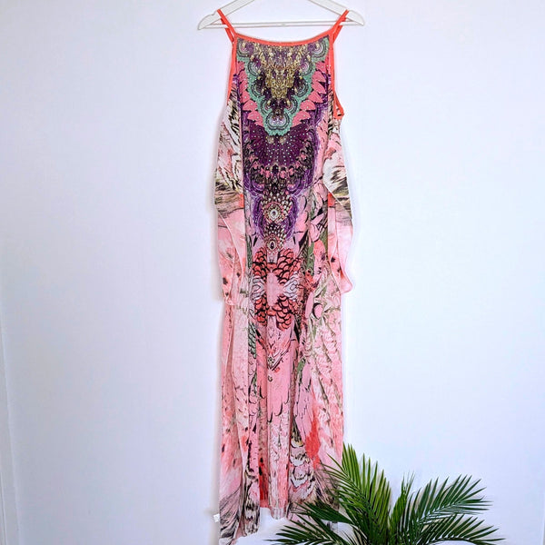Viscose mix side split kaftan with crystal detail (M-XL)