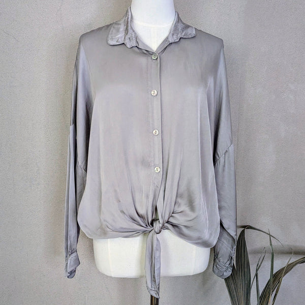 Luxe silk viscose blend classic shirt (S-M)
