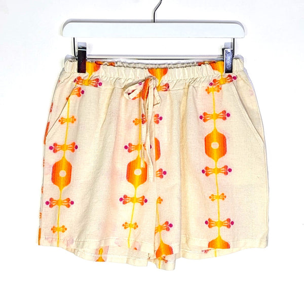 Cotton boho shorts with artisanal embroidery (M)
