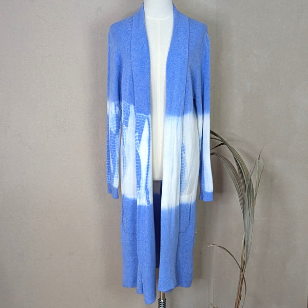 Viscose mix horizontal tie dye V-neck cardigan (M)