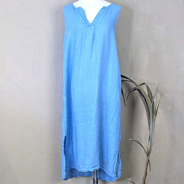 Linen hi-lo tunic style sleeveless dress (M-L)