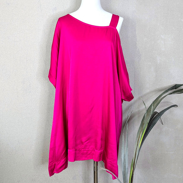Relaxed satin feel off the shoulder style top