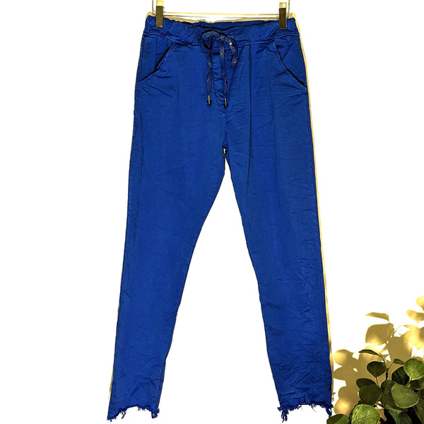 Luxury lyocell mix trousers with hi-lo distressed hem ankle (S-M)