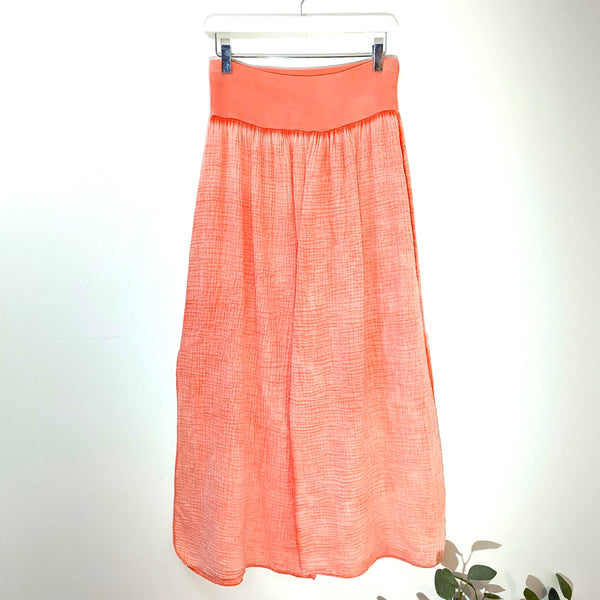Straight leg vintage wash cotton trousers with side splits (M-L)