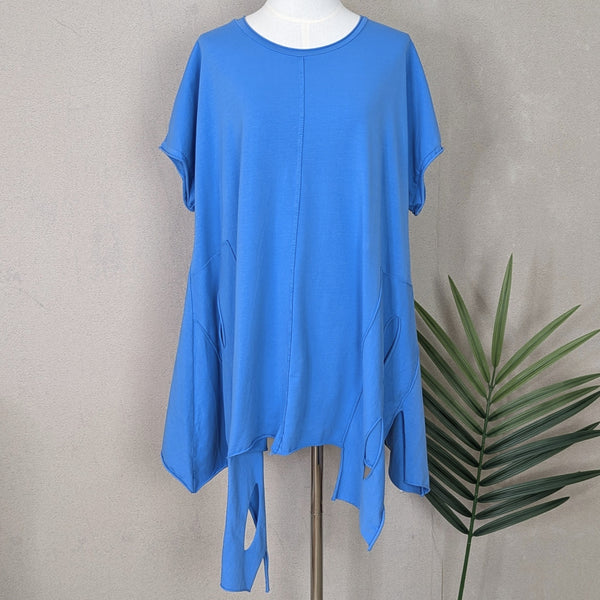 Roomy jersey top with fashionable holes and panel detail (L-XL)