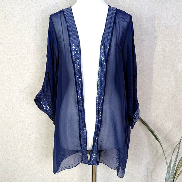 Silk blend kaftan with subtle sequin detail (M-L)