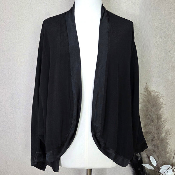 Classic plain short kimono with satin edge (M)