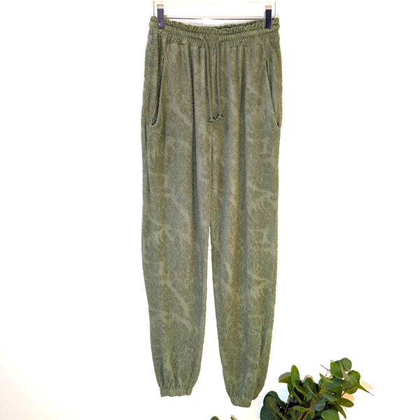 Lounge pants with textured effect fabric and elasticated ankles (M)