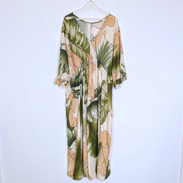 Viscose palm print fabric super roomy dress (L-XXL)