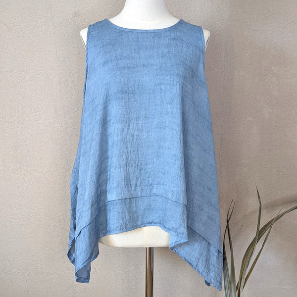 Viscose mix vintage printed fabric sleeveless free size vest top