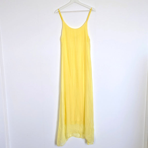 Classic long silk dress with adjustable shoulder straps (S)
