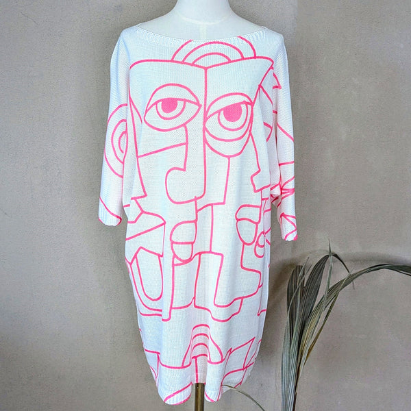 Digital face print, long line jumper (L)