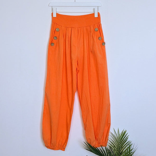 Aladdin style cotton trousers with coconut wood buttons on pockets (M-L)