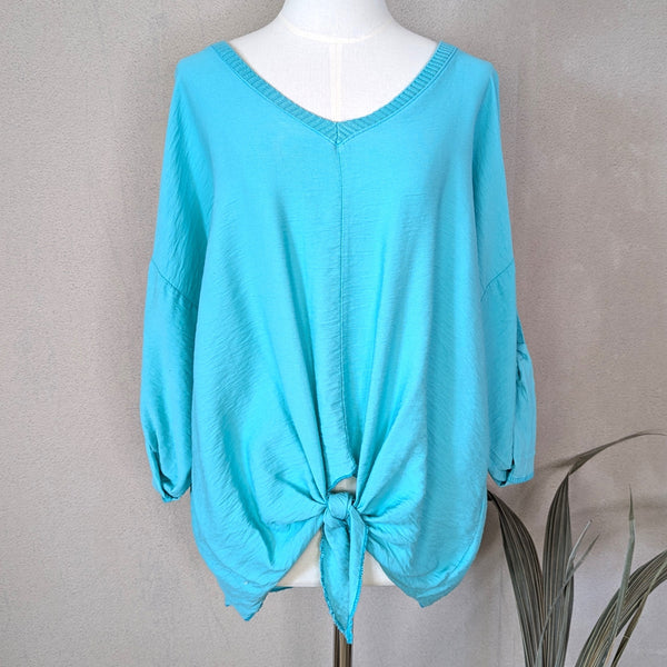 Viscose tie front top with dreamcatcher back (M)