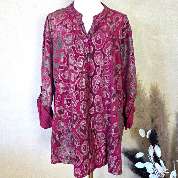 Half button up top with animal glitter hot print