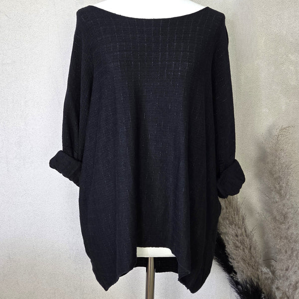 Cosy fine knit top with subtle fleck effect (M)