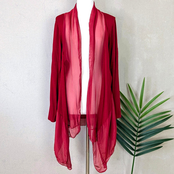 Silk blend waterfall lapel overtop (M)