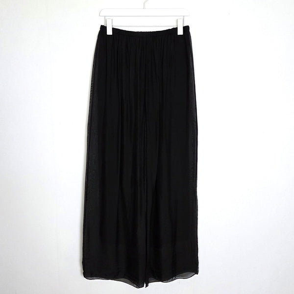 Straight leg silk blend trousers with comfortable undergarment (M)