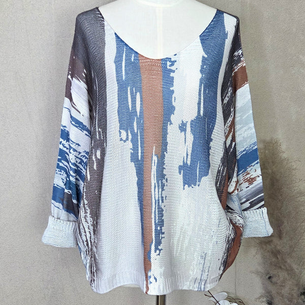 Digital print transitional knitwear with vertical strokes (M)