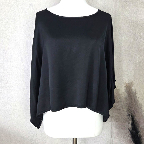 Short satin batwing style boxy top