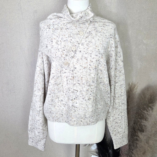 Fleck cable knit jumper with separate snood style element