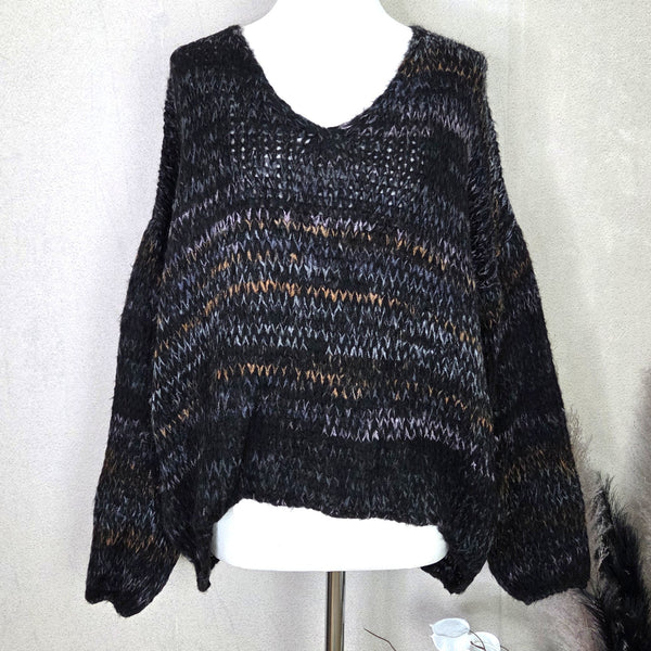 Dark fleck V-neck jumper (L)