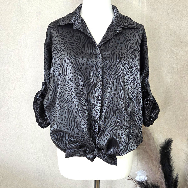 Dressy metallic animal fusion fabric shirt (M)