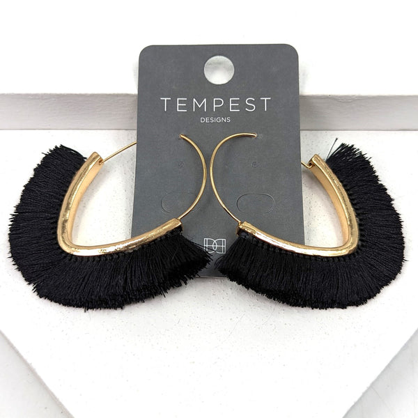 Oval hoops with silky thread fringe