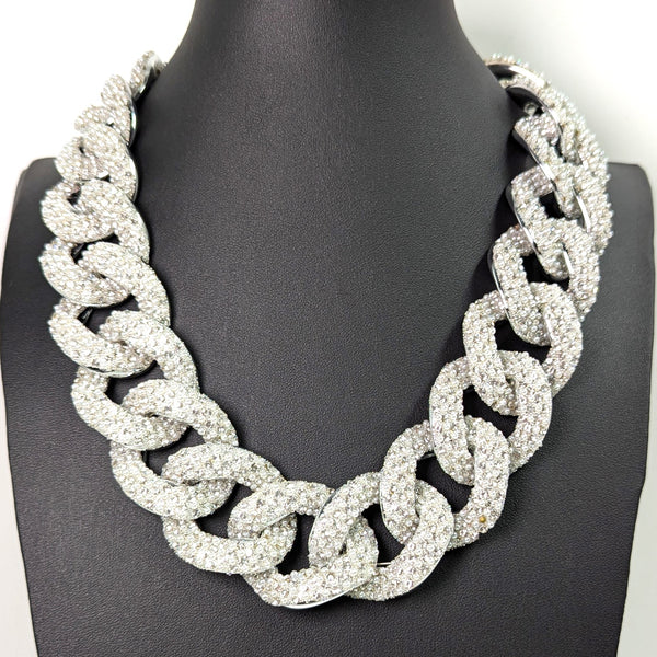 Mini pearl and crystal links statement necklace