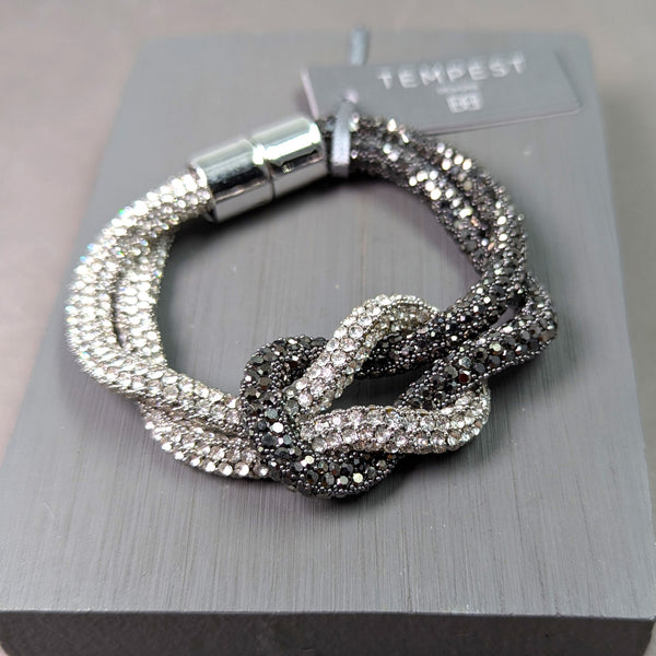 Two tone crystal rope bracelet with magnetic clasp