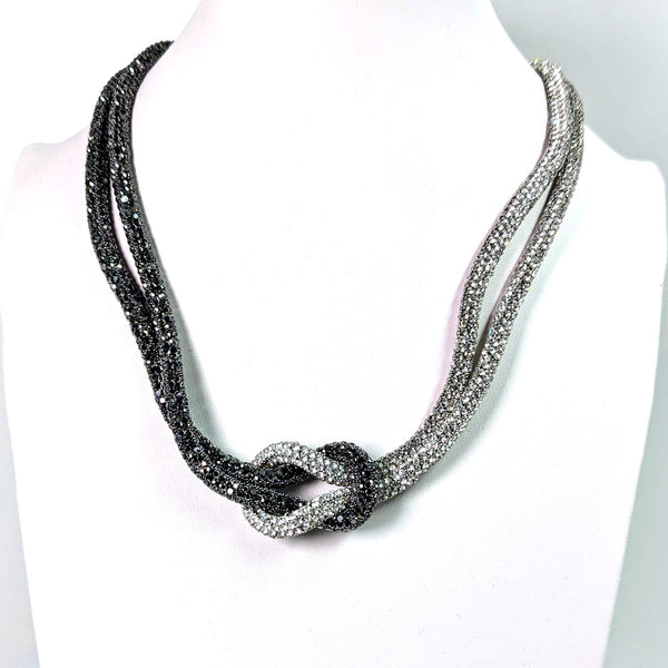 Two tone linked crystal rope necklace