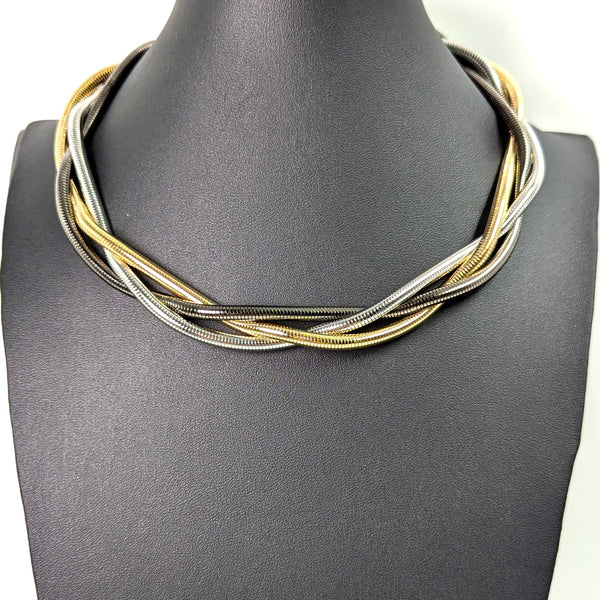 Triple plated twisted effect necklace