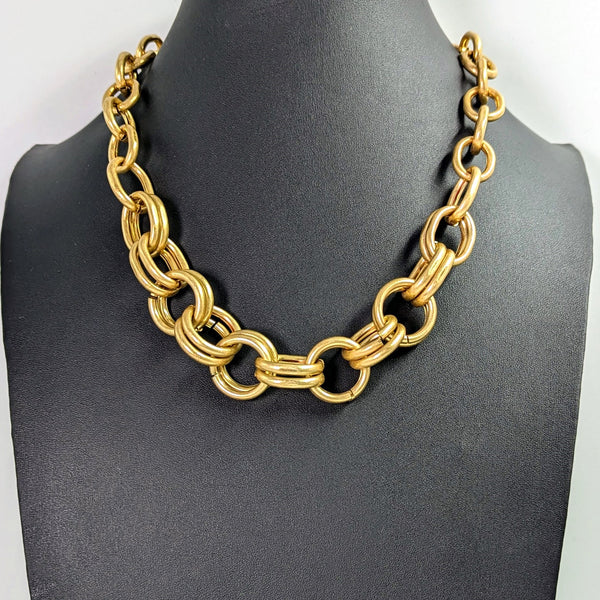 Smooth links chain necklace with burnished plating